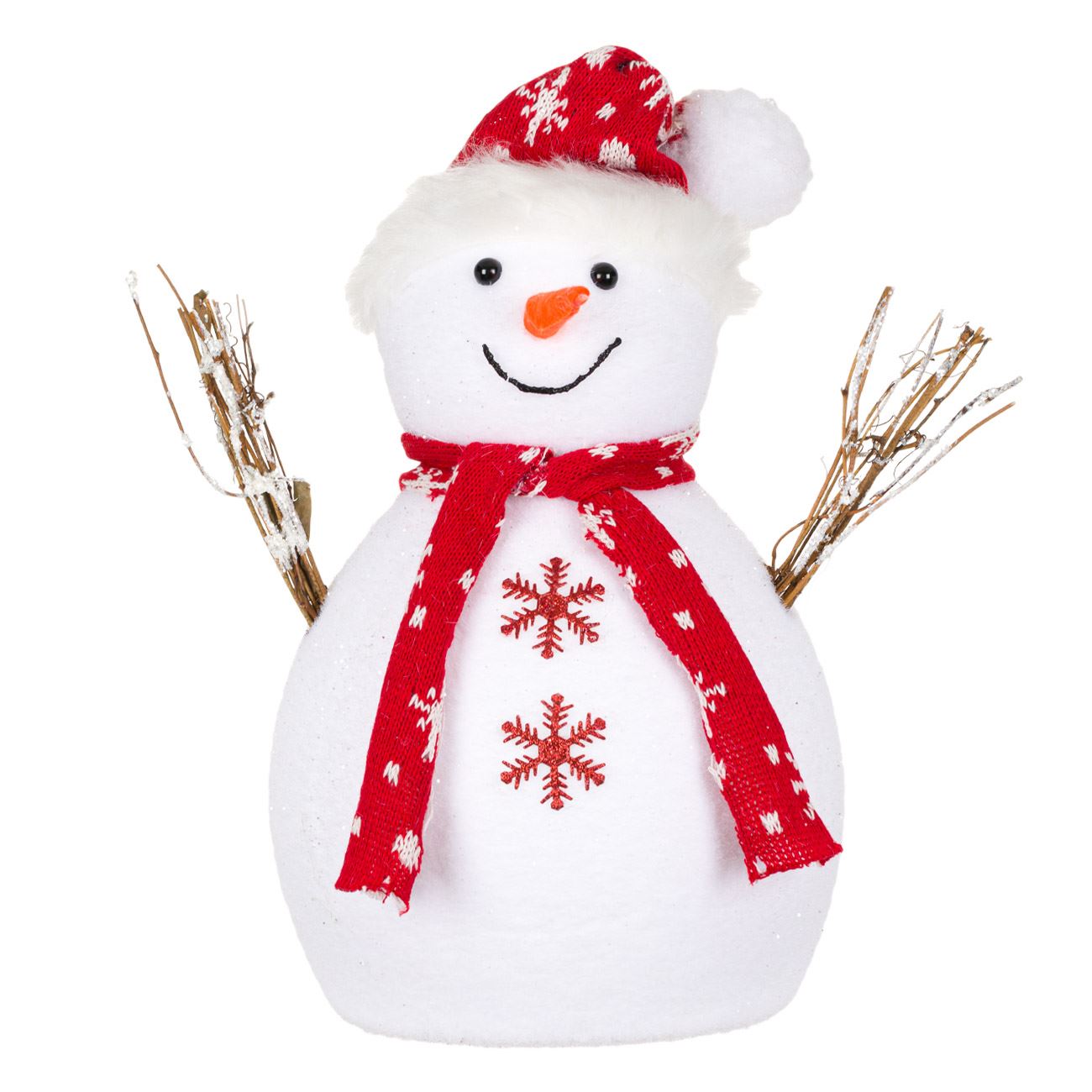 Figurina decorativa, Zola®, din spuma, model om de zapada, cu caciulita, 30 cm