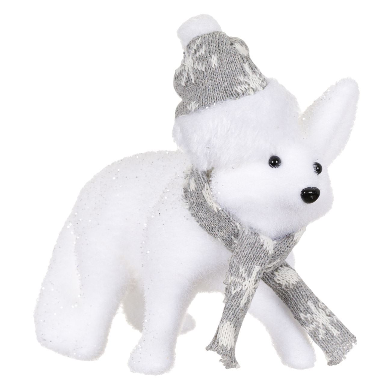 Figurina decorativa, Zola®, din spuma, model vulpe, cu caciulita, 20 cm