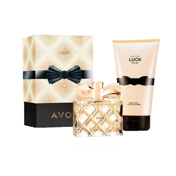 Cutie cadou Luck pentru Ea, Avon - Apa de parfum 50 ml si Lotiune de corp 150 ml Cutie cadou Luck pentru Ea, Avon - Apa de parfum 50 ml si Lotiune de corp 150 ml