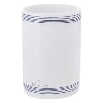 Suport pentru periuta de dinti Orion, Ceramica, Alb/Albastru Suport pentru periuta de dinti Orion, Ceramica, Alb/Albastru