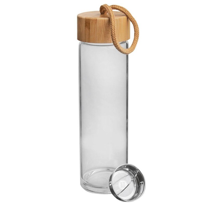 Бутилка с филтър, Стъклена, 450 ml, Прозрачна