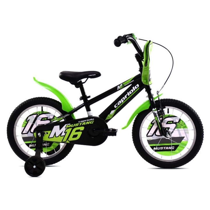 Capriolo Mustang 16" gyerek kerékpár Fekete-Zöld