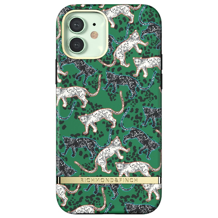 Husa de protectie Richmond & Finch Green Leopard pentru iPhone 12/ 12 Pro, Plastic, Multicolor