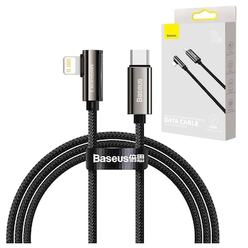 Cablu de date Baseus, Gaming design, USB-C to Lightning, 20W, 200 cm, Negru Cablu de date Baseus, Gaming design, USB-C to Lightning, 20W, 200 cm, Negru