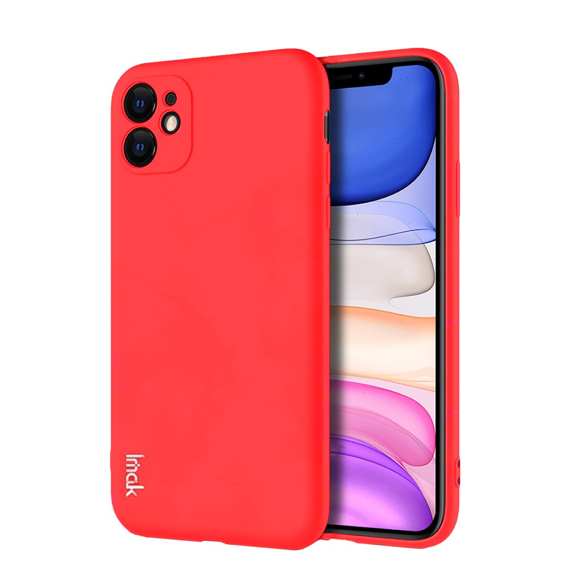 Husa Iphone 12/12 PRO, IMAK, Cauciuc, Rosu