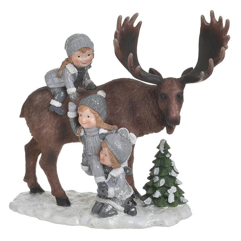 Figurina din rasina Xmas Moose 29 cm x 25 cm