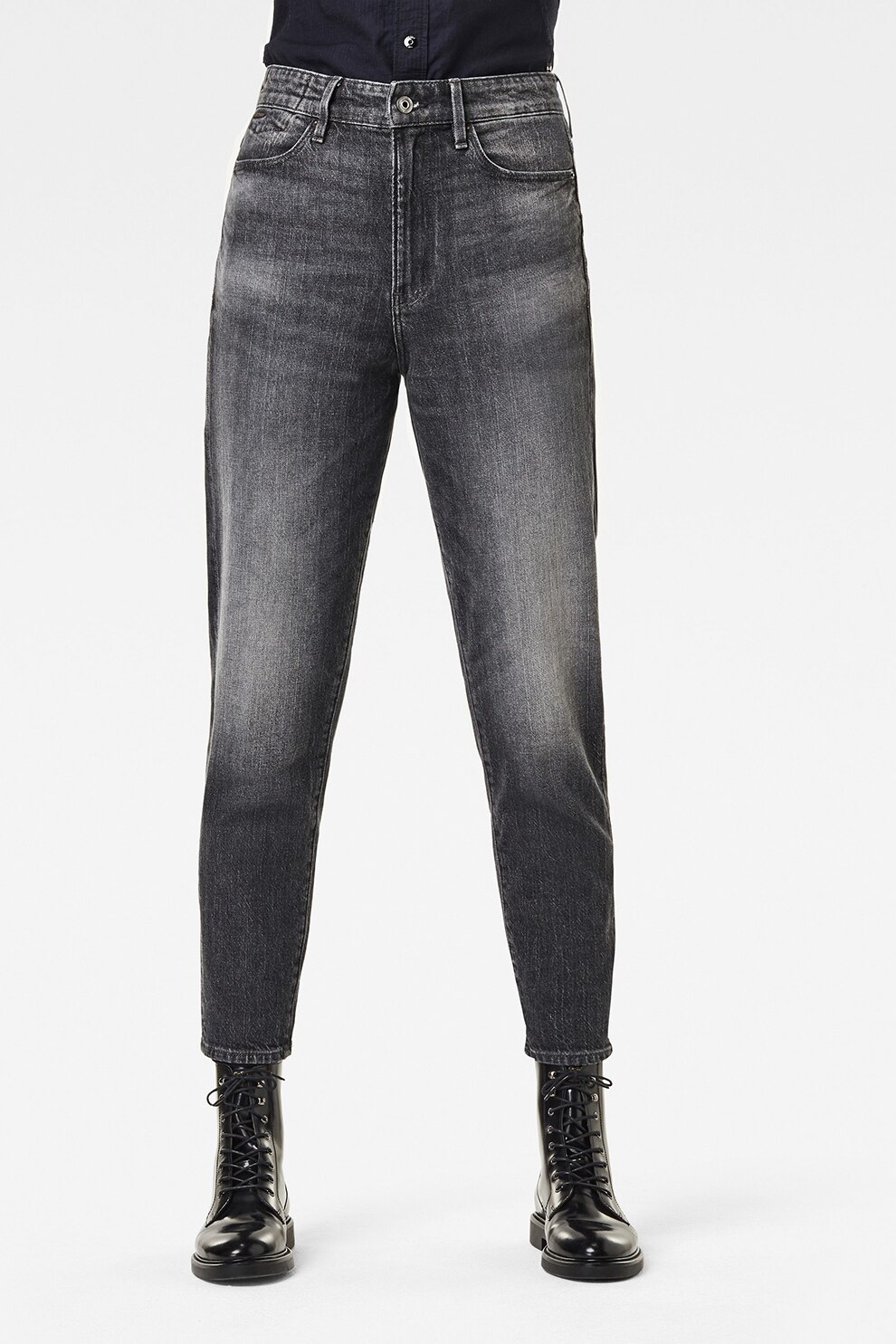 G-Star RAW, Blugi mom fit cu aspect decolorat Janeh, Gri, W25-L32