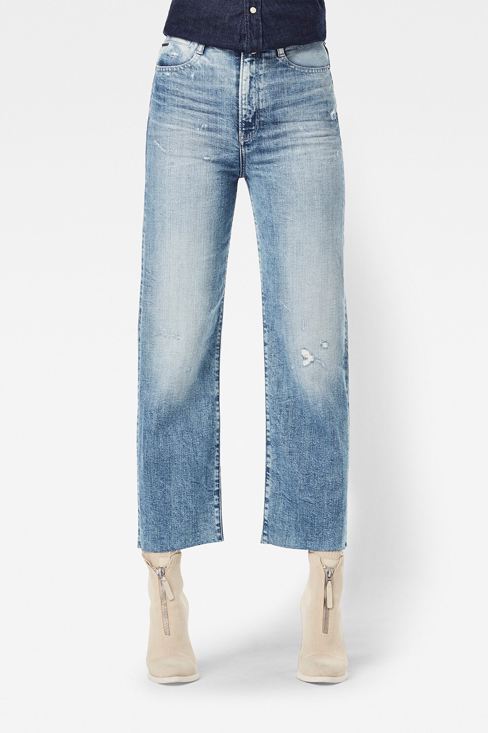 G-Star RAW, Blugi drepti cu talie inalta Tedie, Albastru deschis