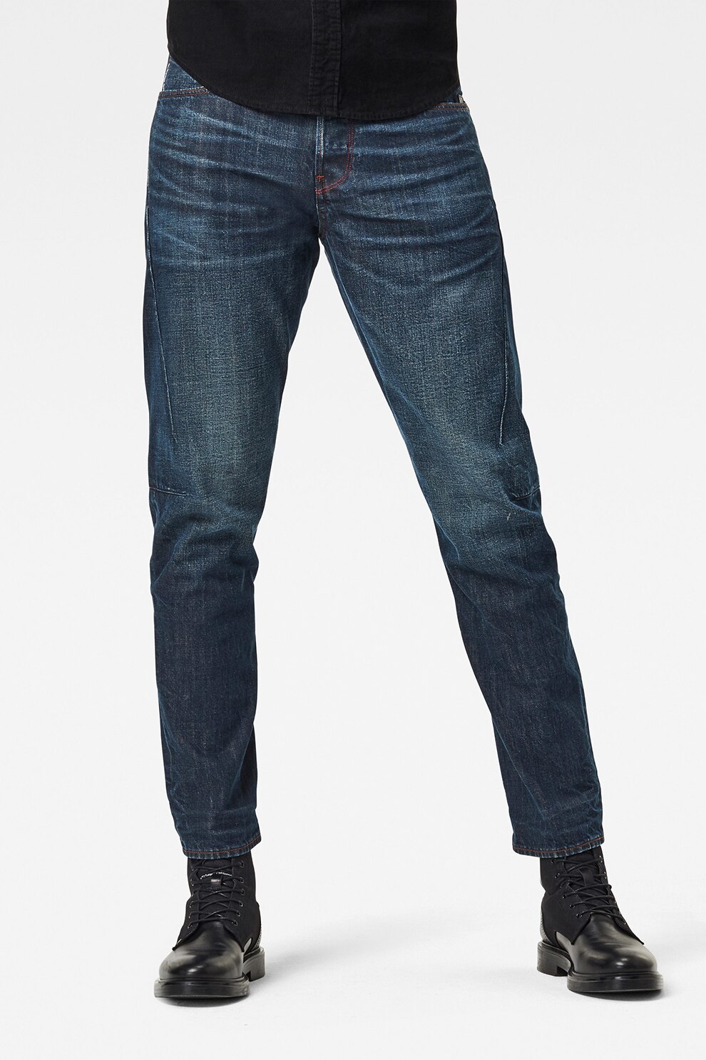 G-Star RAW, Blugi conici de bumbac organic Scutar, Albastru, W33-L32