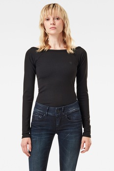 G-Star RAW, Bluza slim fit din amestec de modal cu aspect striat, Negru stins, S G-Star RAW, Bluza slim fit din amestec de modal cu aspect striat, Negru stins, S