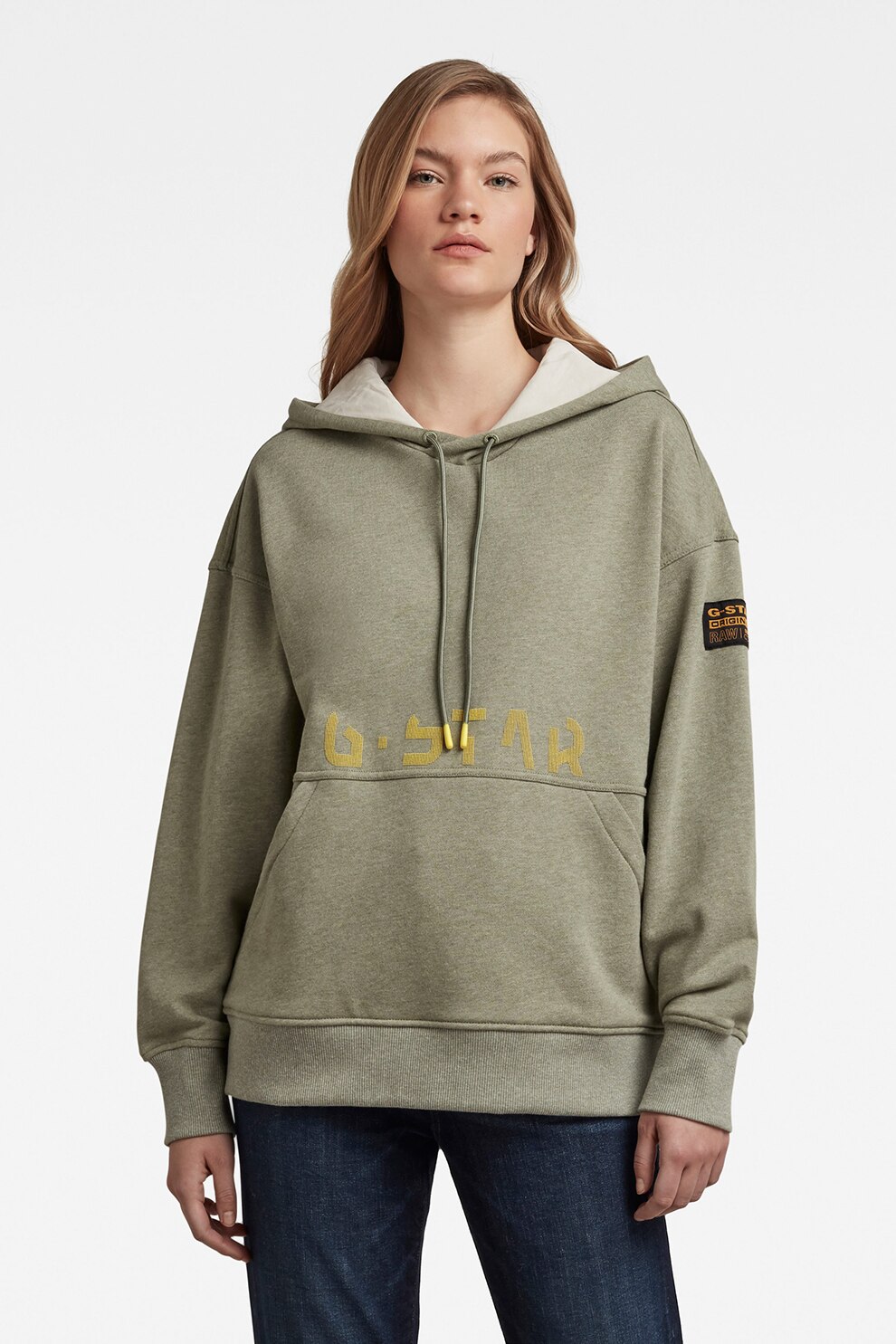 G-Star RAW, Hanorac supradimensionat cu buzunar kangaroo, Grej