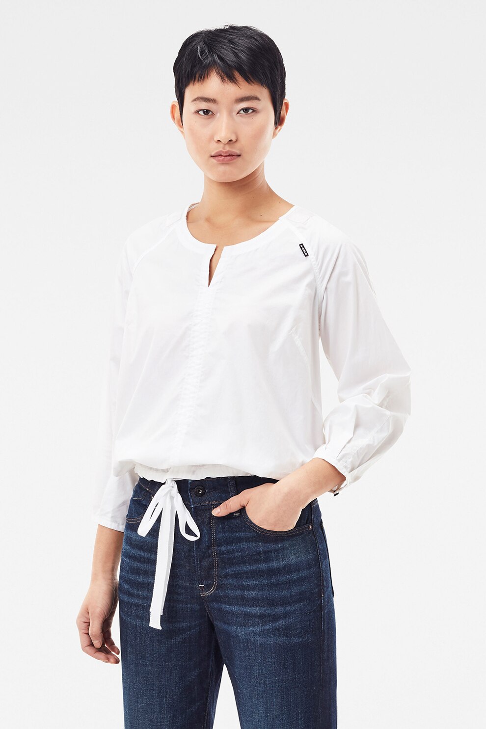 G-Star RAW, Bluza cu maneci raglan, Alb