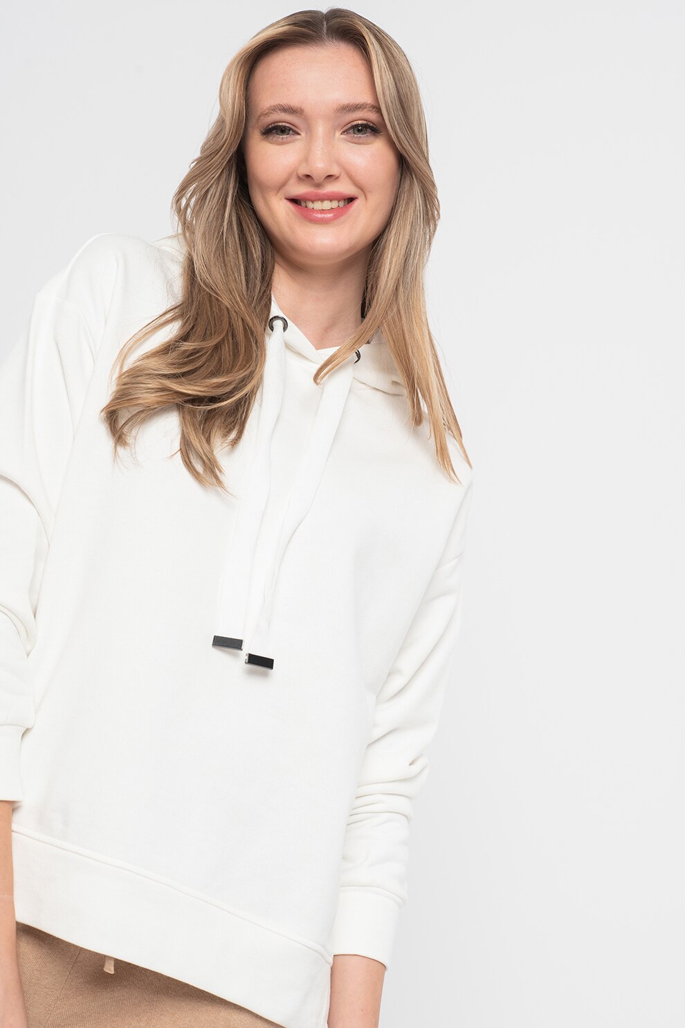 United Colors of Benetton, Hanorac lejer cu slituri laterale, Alb