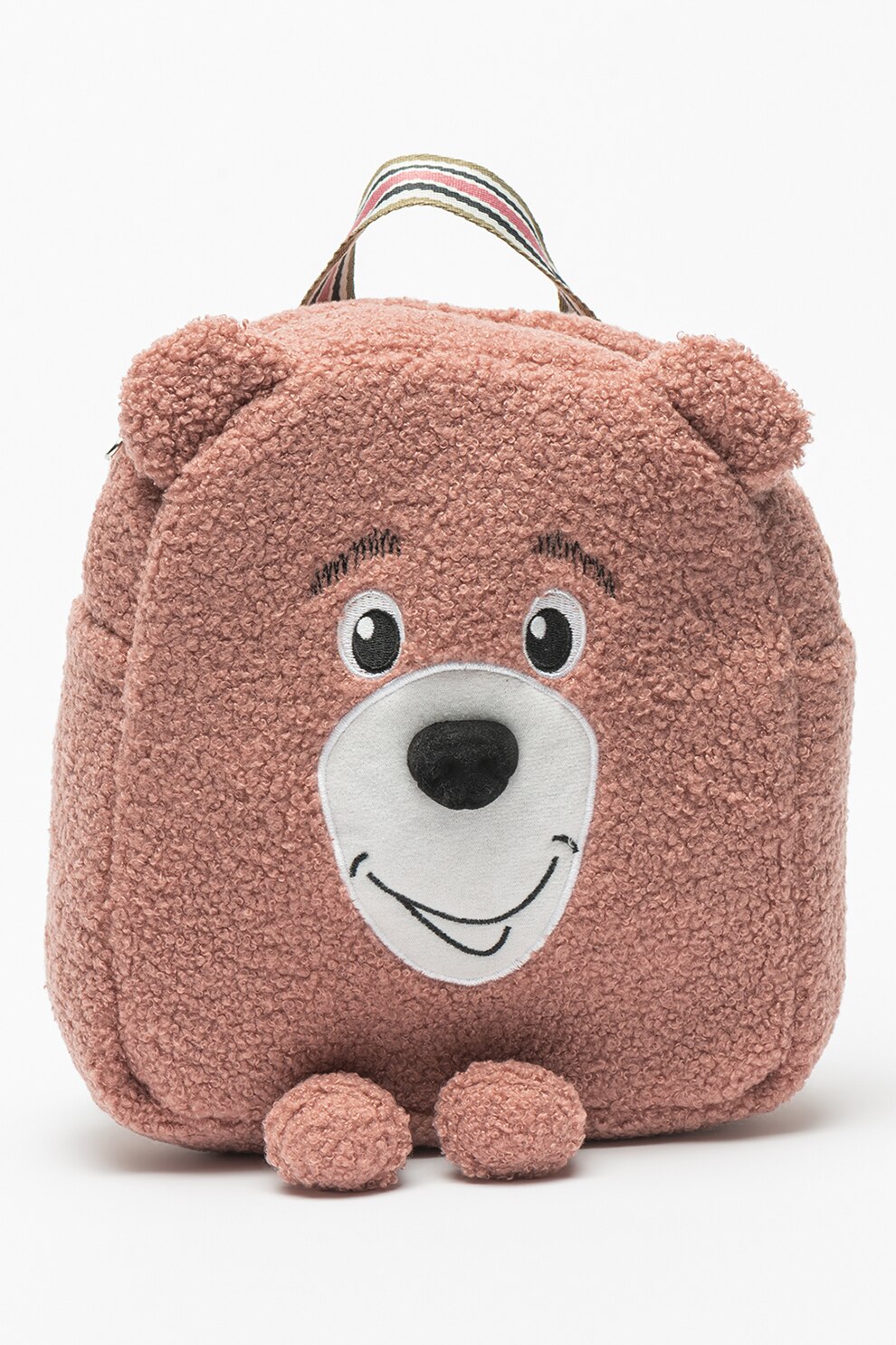 United Colors of Benetton, Rucsac din teddy cu imprimeu grafic, Roz prafuit
