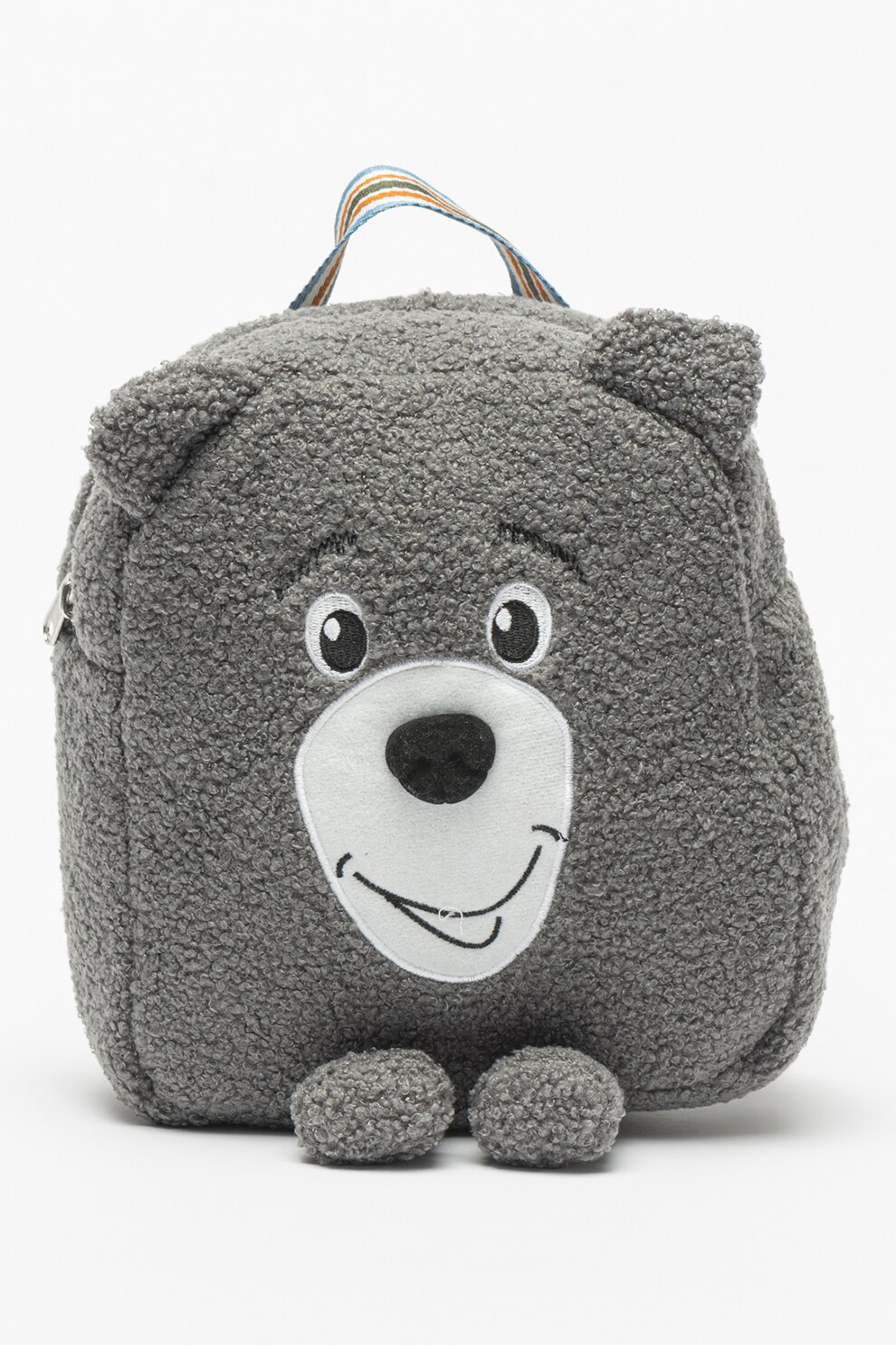 United Colors of Benetton, Rucsac din teddy cu imprimeu grafic, Gri