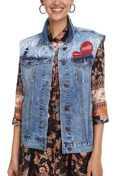 Vesta Denim, Desigual Coca-Cola, Albastru, 42 Vesta Denim, Desigual Coca-Cola, Albastru, 42