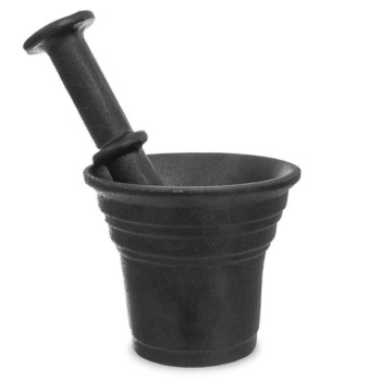 Mojar din fonta pentru condimente cu pistil, 10.5 cm, Negru Mojar din fonta pentru condimente cu pistil, 10.5 cm, Negru