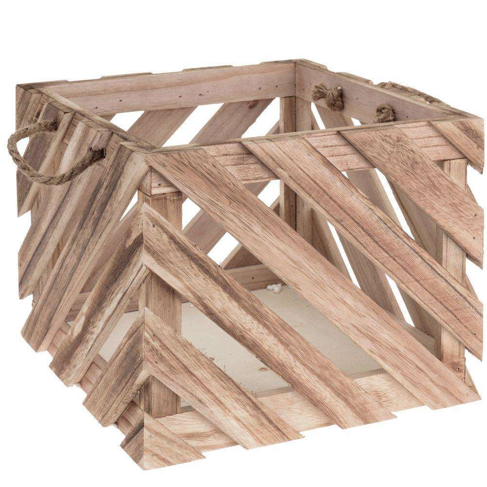 Suport ghiveci, Home Styling Collection, Lemn, 30x30x23.5 cm, Maro