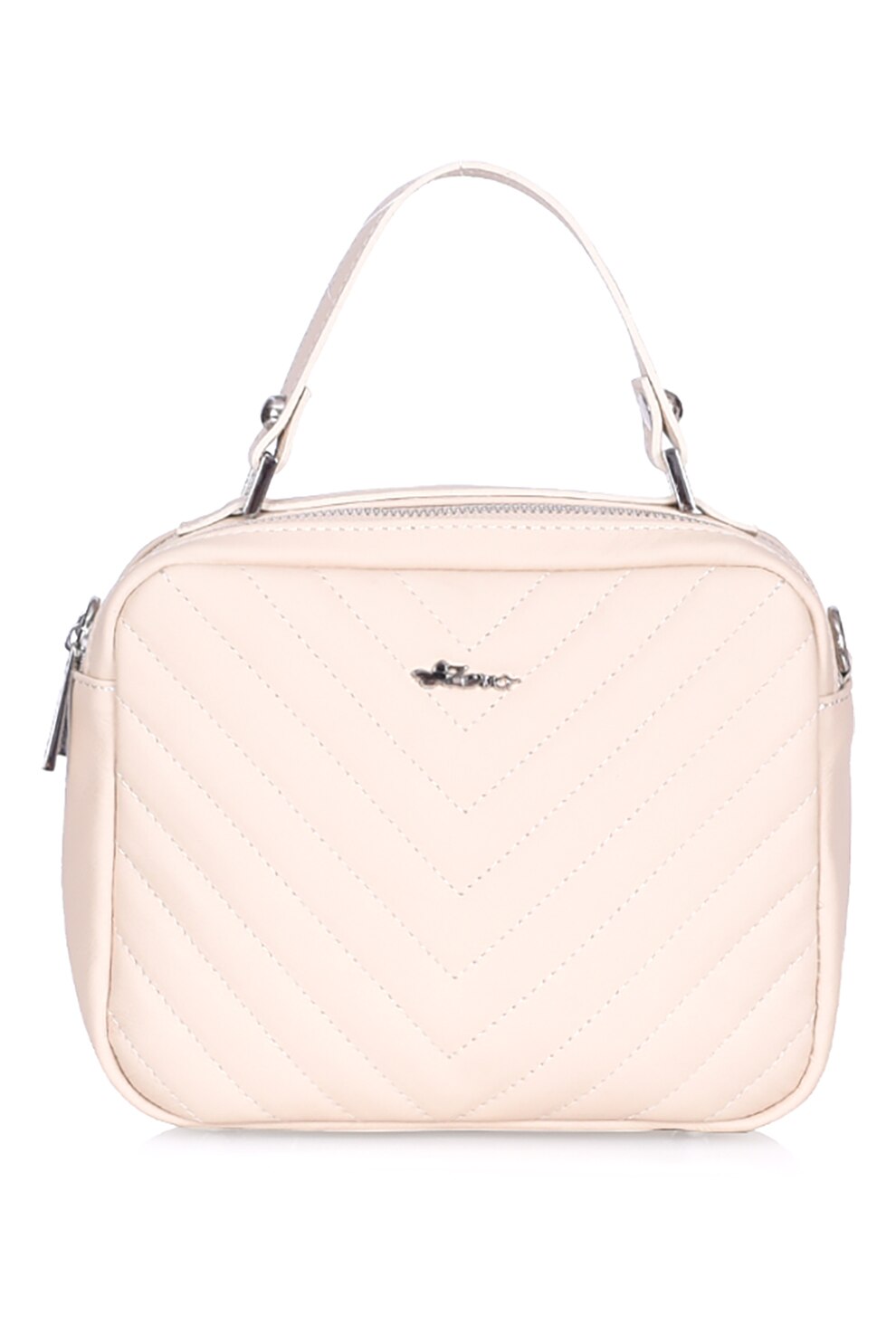 Zevo, Geanta crossbody de piele cu garnituri cusute Carla, Roz pal