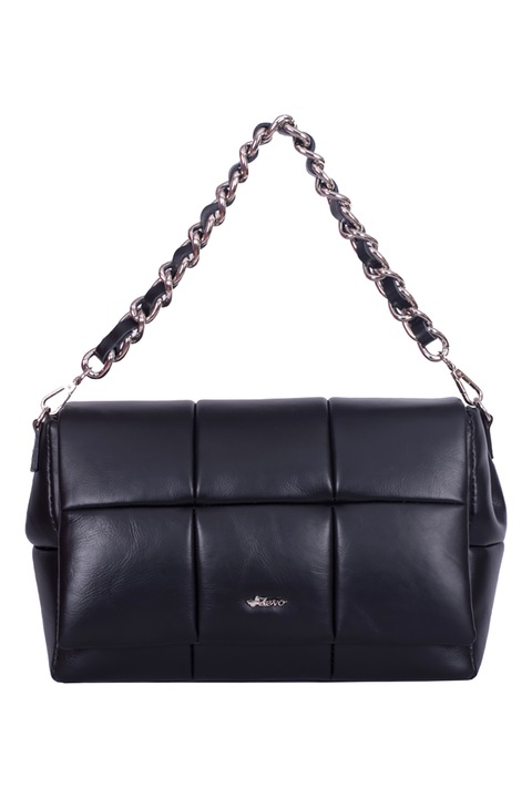 Zevo, Geanta de piele cu bareta detasabila de umar Madlen, Negru