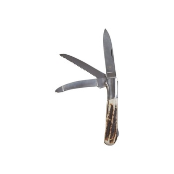 Briceag multifunctional cu 3 functii Deerhunter, cutit, fierastrau, lama viscerala, otel inoxidabil, lama 9 cm, maner lemn 12 cm, maro/bej Briceag multifunctional cu 3 functii Deerhunter, cutit, fierastrau, lama viscerala, otel inoxidabil, lama 9 cm, maner lemn 12 cm, maro/bej