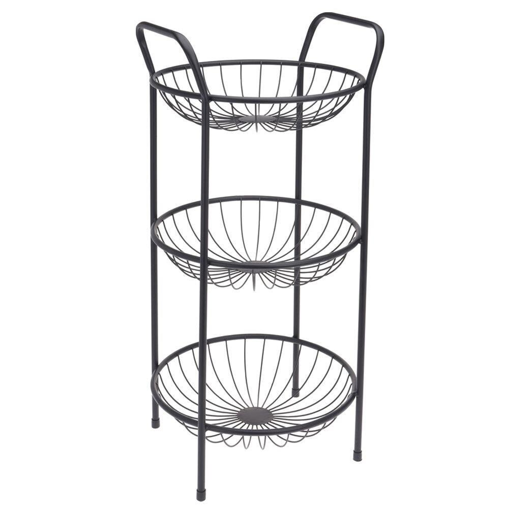 Cos servire fructe/legume, Home Styling Collection, 3 nivele, Metal, Negru