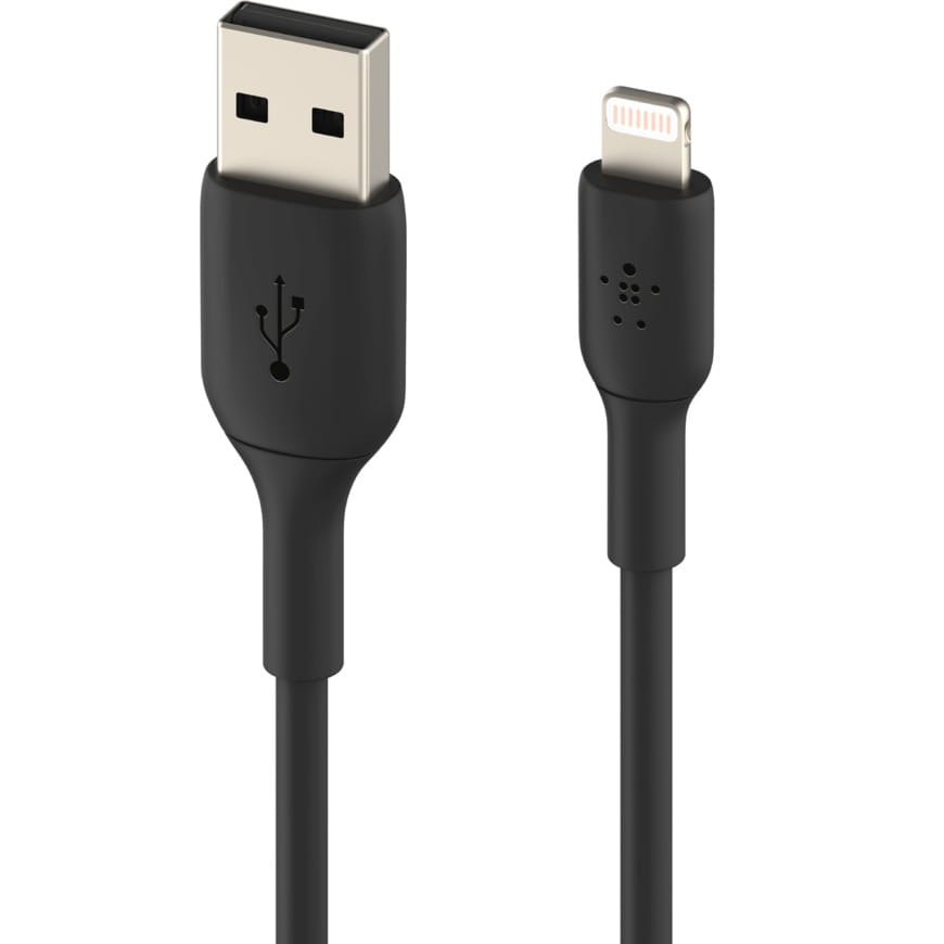 Cablu de date Belkin Boost Charge, USB-A / Lightning, 12W, PVC, 15 cm, Negru