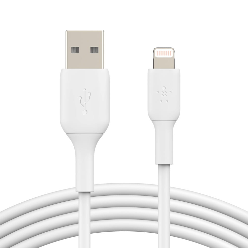 Cablu de date Belkin Boost Charge, USB-A / Lightning, 12W, PVC, 3 m, Alb