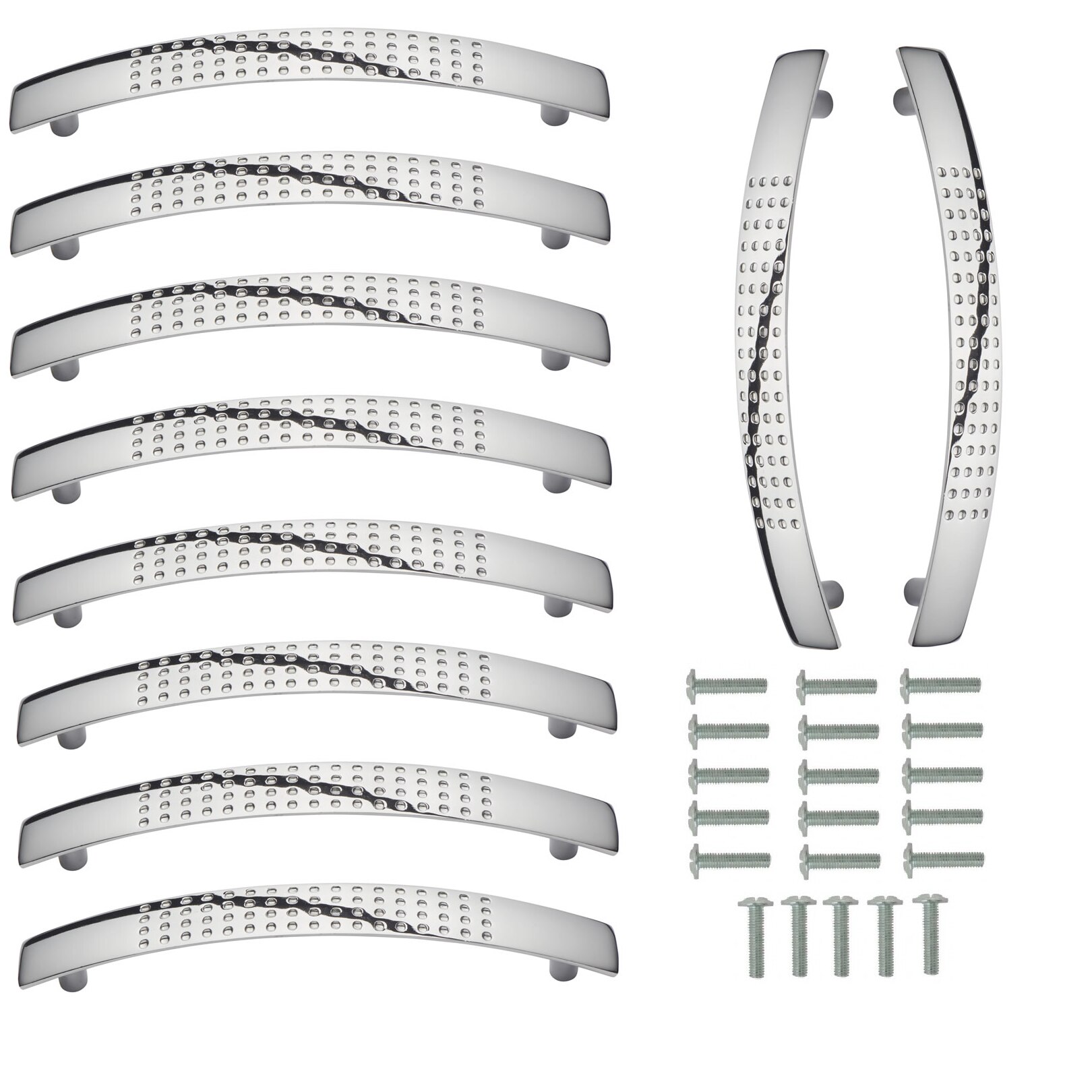Set 10 manere cromate metal 124 mm lungime, distanta gauri 96 mm cu suruburi de fixare