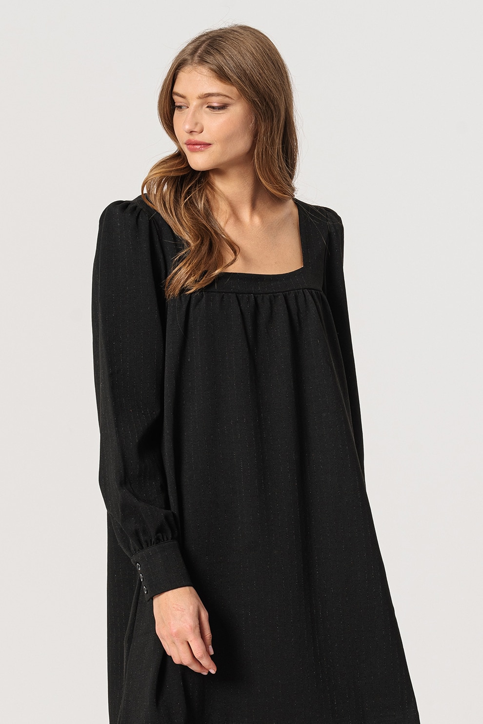 ICHI, Rochie scurta dreapta Kate, Negru