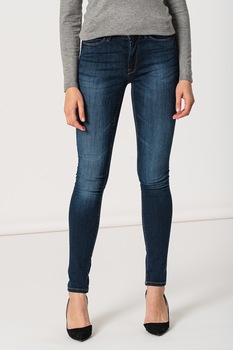 ICHI, Blugi slim fit cu aspect decolorat Erin, Albastru inchis ICHI, Blugi slim fit cu aspect decolorat Erin, Albastru inchis