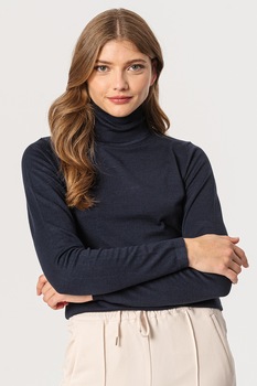 ICHI, Pulover tricotat fin cu guler inalt Mafa, Bleumarin inchis ICHI, Pulover tricotat fin cu guler inalt Mafa, Bleumarin inchis