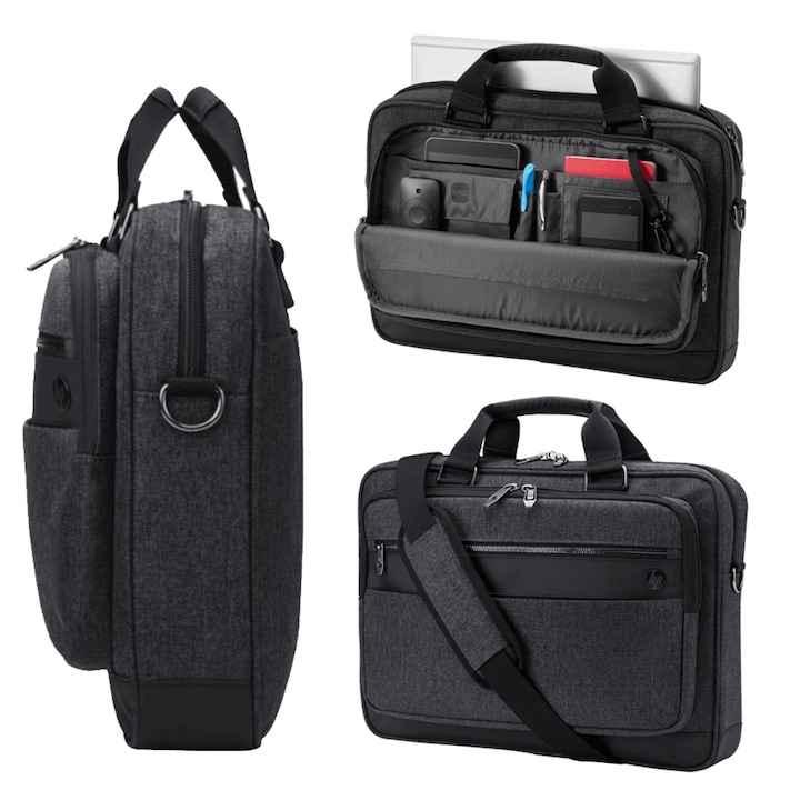 Geanta pentru laptop, HP, Material: nailon, Greutate: 0.93 kg, Buzunar RFID, Optiuni de transport: maner, curea, montabil pe carcasa, Jocuri
