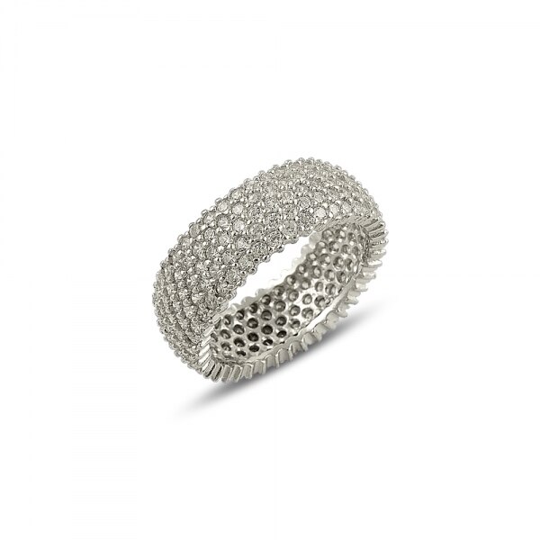 Inel argint placat cu rodiu cu 5 randuri de zirconii - Eternity 15258