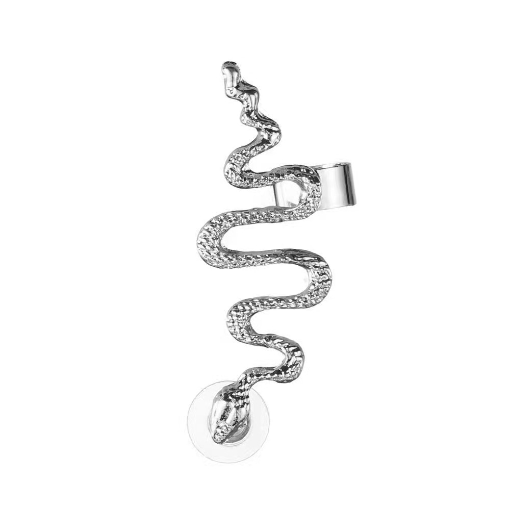 Cercel Dama, ear cuff, Nevermore, forma de sarpe, pentru urechea dreapta, Argintiu