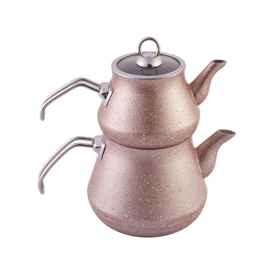 Set ceainic din Biogranit, Karaca, Ceainic 1.1L + Ceainic fierbere 2.2L, Roz