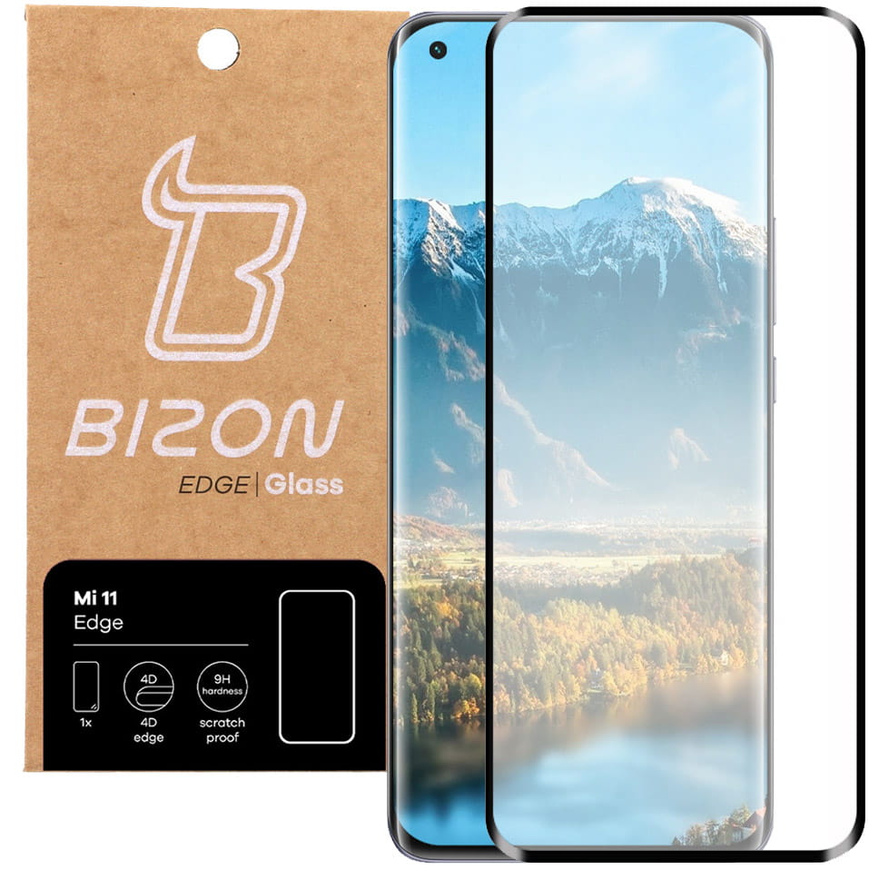 Folie de sticla securizata Bizon Glass Edge pentru Xiaomi Mi 11 / Mi 11 Ultra, negru