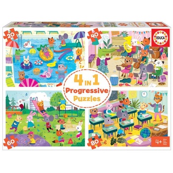 Puzzle 20-40-60-80 piese School Day 18904 EDUCA Puzzle 20-40-60-80 piese School Day 18904 EDUCA