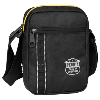 Borseta de umar CATERPILLAR Mochilas Rpet Peoria, material 600D poliester - negru/galben Borseta de umar CATERPILLAR Mochilas Rpet Peoria, material 600D poliester - negru/galben
