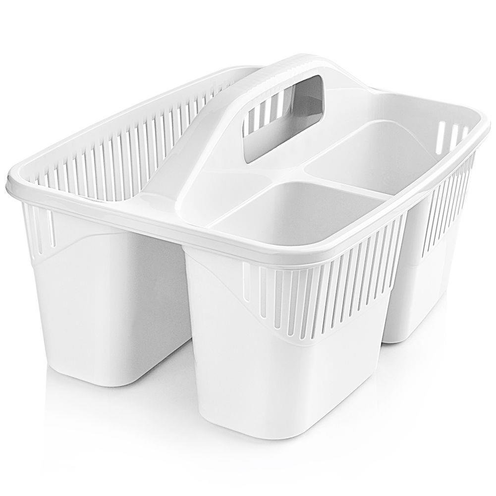 Cos organizator detergenti, Orion, Plastic, Cu maner, Alb