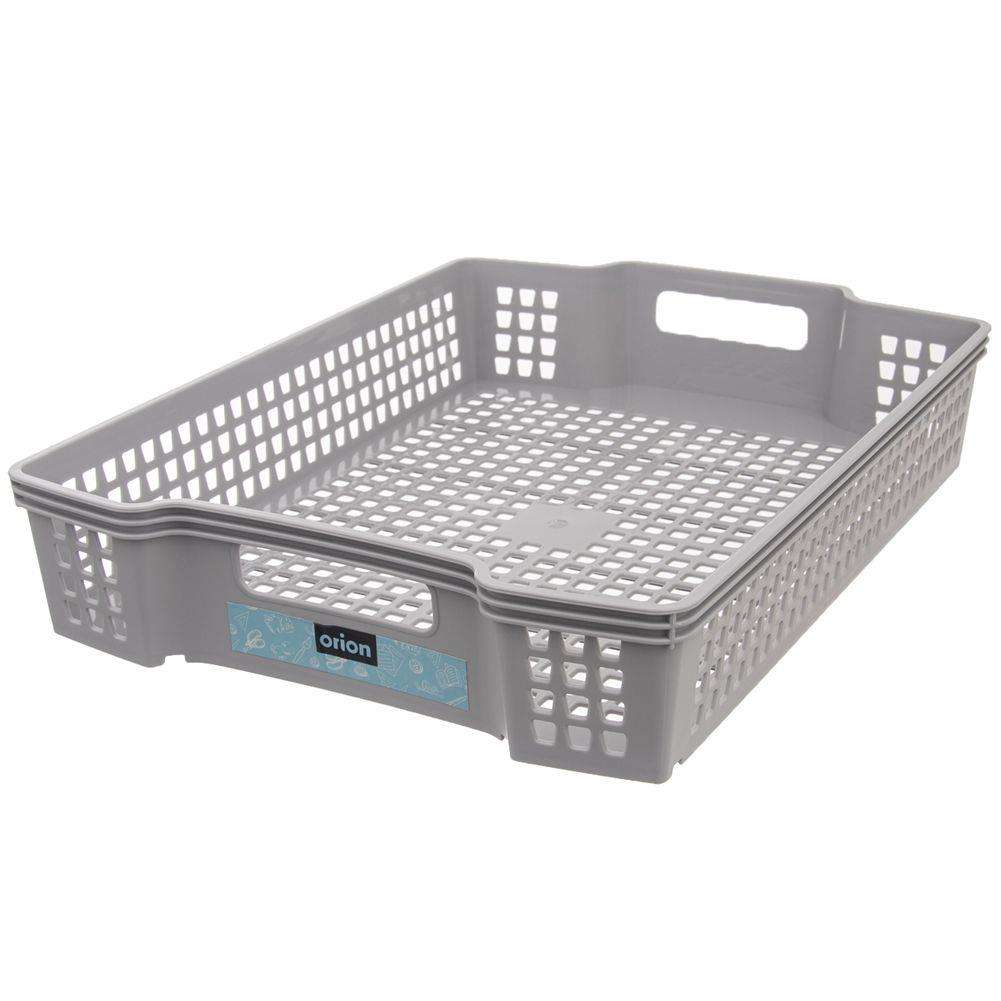 Cos organizare suprapus, Orion, Plastic, 38.5x28x7 cm, Gri