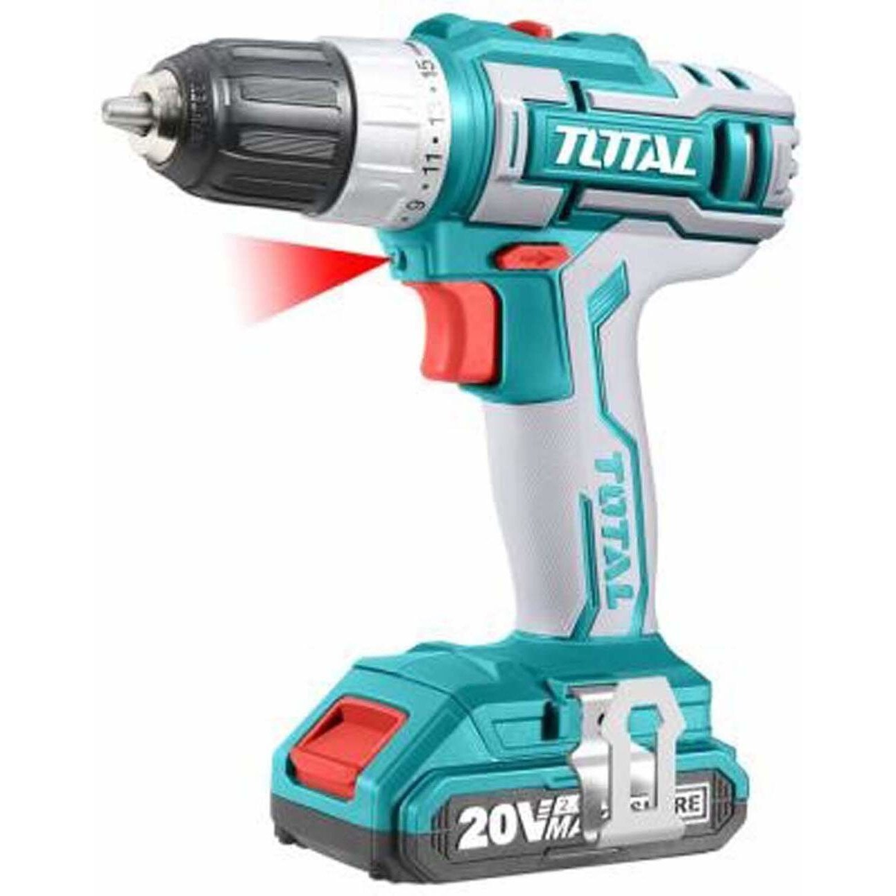 Masina de gaurit cu 2 acumulatori, 20V 2Ah, Total, cu 47 de accesorii