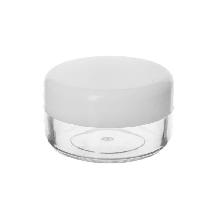 Recipient Pentru Crema, Orion, 10 ml, 4x4x2 cm, Material De Inalta Calitate, Transparent, Reutilizabil, Usor, Inchidere Etansa, Material De Inalta Calitate, Alb