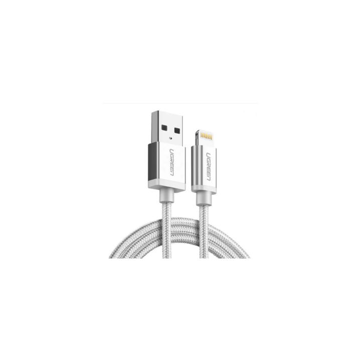 Ugreen lightning usb kiváló minőségű adat- és szinkronizáló kábel, us199, ezüst, 25 cm