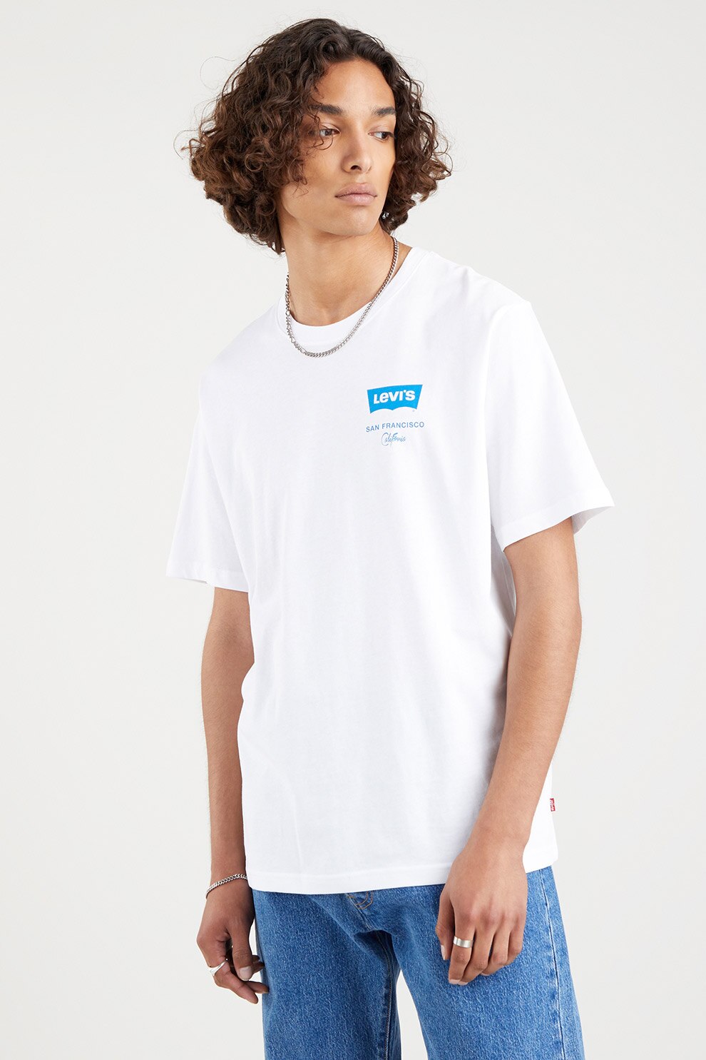 Levi's, Tricou relaxed fit de bumbac cu imprimeu logo, Alb/Albastru