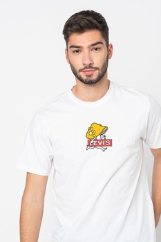 Levi's, Tricou relaxed fit de bumbac cu imprimeu logo, Alb/Portocaliu Levi's, Tricou relaxed fit de bumbac cu imprimeu logo, Alb/Portocaliu