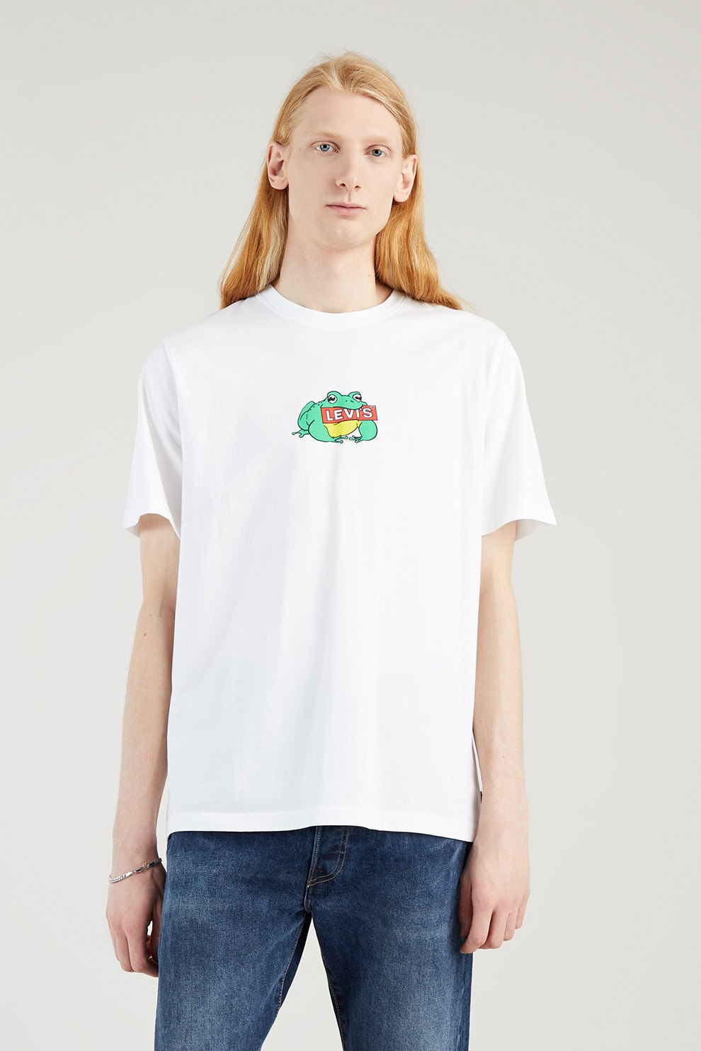 Levi's, Tricou relaxed fit de bumbac cu imprimeu logo, Alb/Verde/Galben