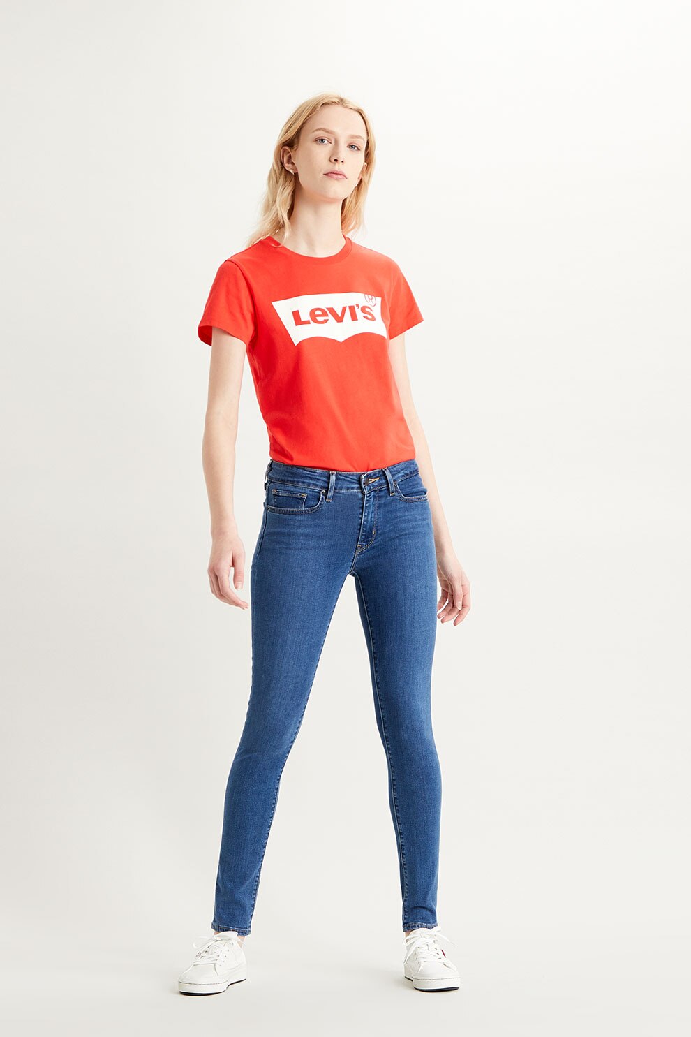 Levi's, Blugi skinny cu talie medie 711™, Albastru petrol