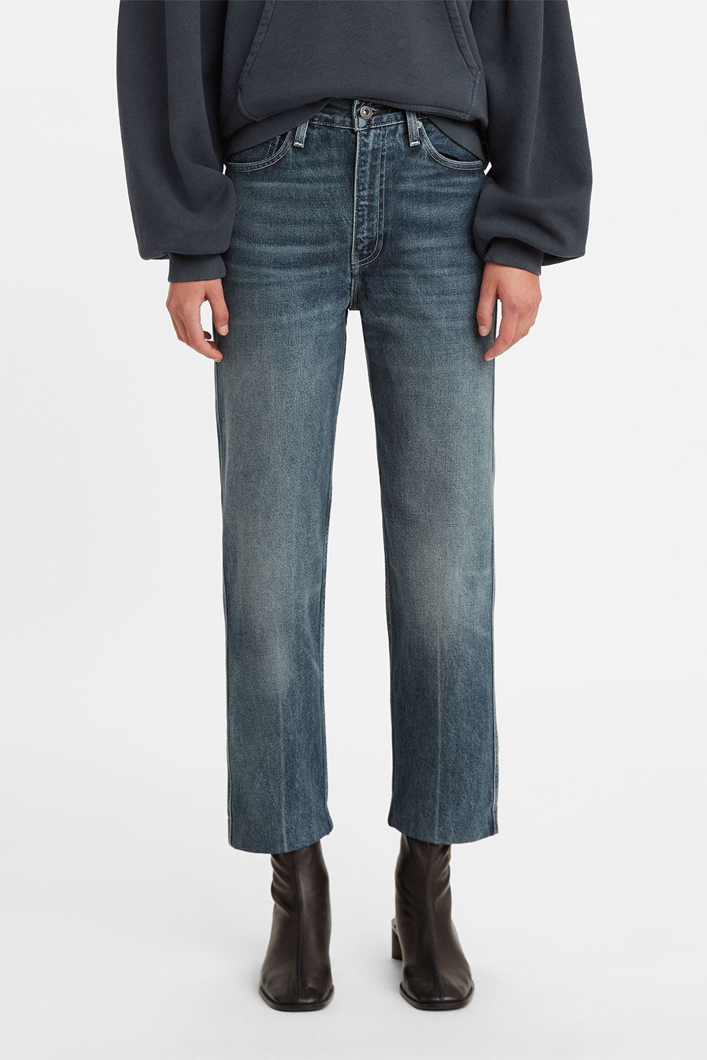 Levi's, Blugi drepti cu talie inalta, Albastru