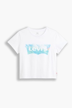 Levi's, Tricou de bumbac cu imprimeu logo, Alb/Turcoaz Levi's, Tricou de bumbac cu imprimeu logo, Alb/Turcoaz